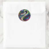 Sticker Rond Conception de dragon de rounds psychédéliques (Sac)