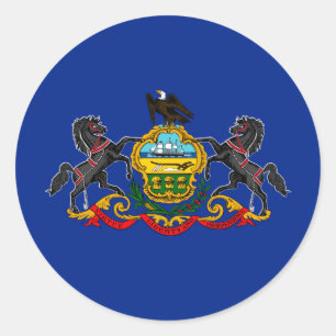Sticker Rond Conception de drapeau d'état de la Pennsylvanie