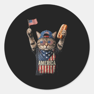Sticker Rond Conception de drapeau drôle rétro américain pour l