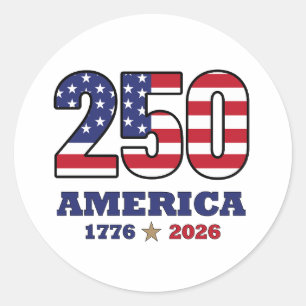 Sticker Rond Conception de drapeau patriotique 250 America 17