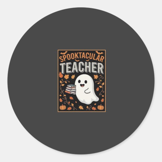 Sticker Rond Conception de fantôme d'Halloween de professeur fa (Devant)