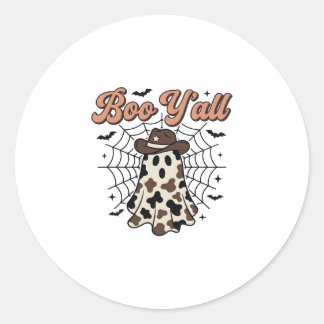 Sticker Rond Conception de fantôme occidental Halloween Boo Yal
