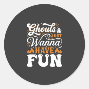 Sticker Rond Conception de fantômes d'Halloween qui veulent jus