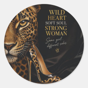 Sticker Rond Conception de femme de luxe Jaguar & talons hauts