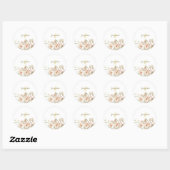 Sticker Rond Conception de fleur de bébé ciel rose pastel monog (Feuille)