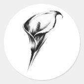 Sticker Rond Conception de fleur d'encre de calla Lily coup de (Devant)