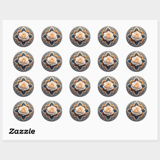 Sticker Rond Conception de fleurs complexe (Feuille)