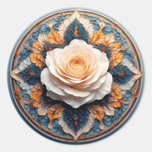 Sticker Rond Conception de fleurs complexe (Devant)