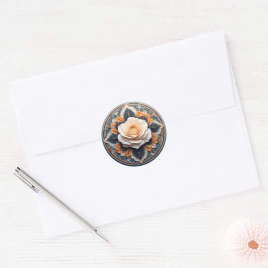 Sticker Rond Conception de fleurs complexe (Enveloppe)