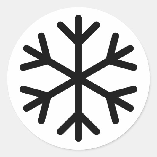 Sticker Rond Conception de flocon de neige noir (Devant)