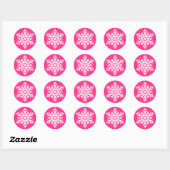 Sticker Rond Conception de flocon de neige rose blanc de Noël (Feuille)