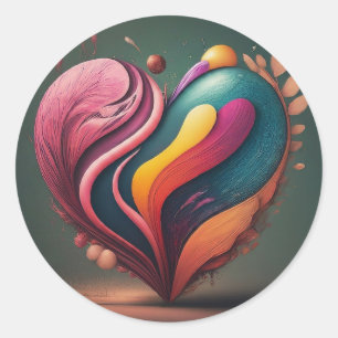 Sticker Rond Conception de forme cardiaque