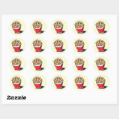 Sticker Rond conception de frites rétro françaises (Feuille)