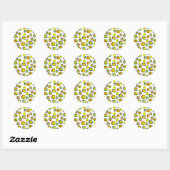 Sticker Rond Conception de fruit d'aquarelle pomme funky (Feuille)