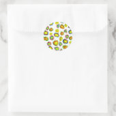 Sticker Rond Conception de fruit d'aquarelle pomme funky (Sac)