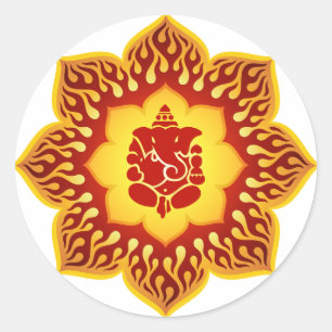 Sticker Rond Conception de Ganesha Lotus
