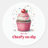 Sticker Rond Conception de gâteau Cupcake Cherry On Top Baby Sh (Devant)