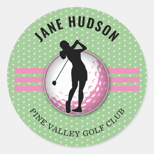 Sticker Rond Conception de golfeuse élégante pour femmes (Devant)
