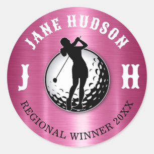 Sticker Rond Conception de golfeuse élégante pour femmes, bâton
