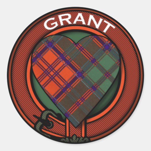 Sticker Rond Conception de Grant Heart Tartan (Devant)