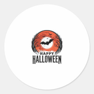 Sticker Rond Conception de gravure de chauve-souris de lune d'H