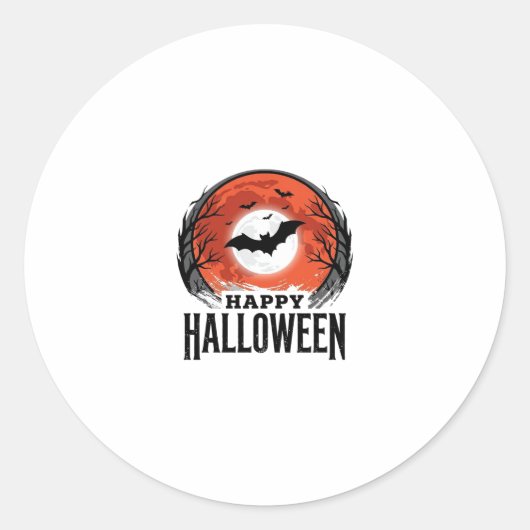 Sticker Rond Conception de gravure de chauve-souris de lune d'H (Devant)