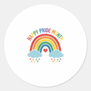 Sticker Rond Conception de gravure vintage arc-en-ciel Mois de