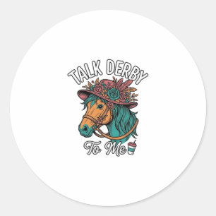 Sticker Rond Conception de gravure vintage de cheval de Derby T