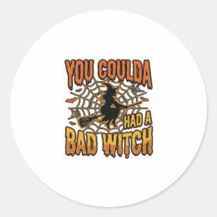 Sticker Rond Conception de gravure vintage Halloween sorcière m
