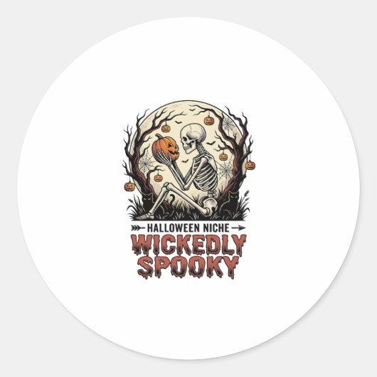 Sticker Rond Conception de gravure vintage Halloween squelette (Devant)