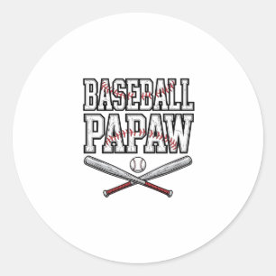 Sticker Rond Conception de gravure vintage Papaw baseball_1