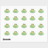 Sticker Rond Conception de grenouille chibi mignonne pour une j (Feuille)