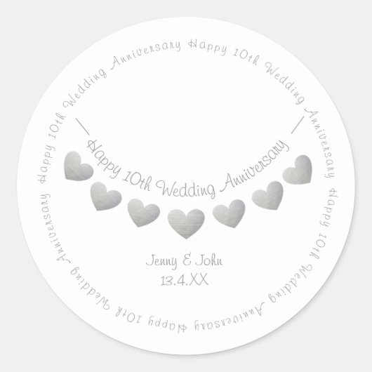 Sticker Rond Conception de guirlande pour les 10 ans de mariage (Devant)