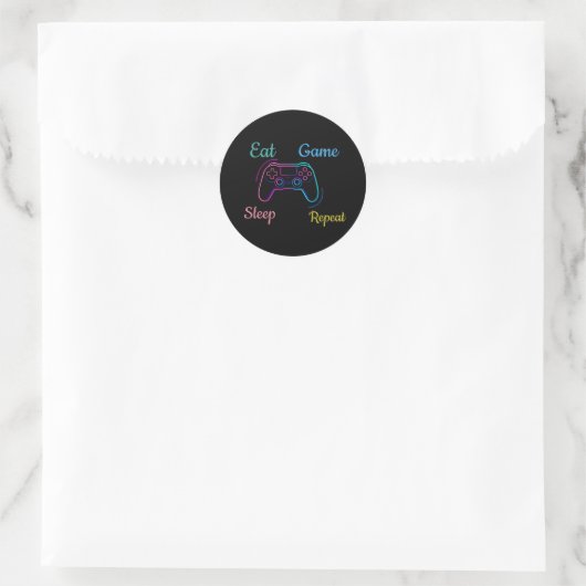 Sticker Rond Conception de jeu néon personnalisable (Sac)