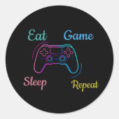 Sticker Rond Conception de jeu néon personnalisable (Devant)