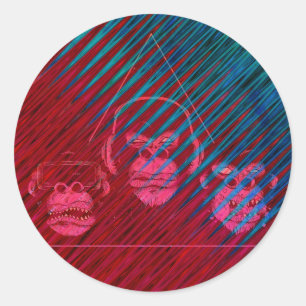 Sticker Rond Conception de jeu vidéo Trois Singes