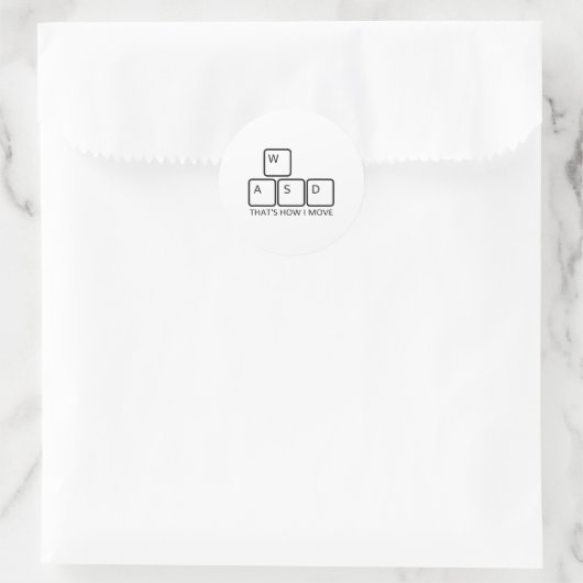 Sticker Rond Conception de jeu Wasd - Graphique de clavier de j (Sac)
