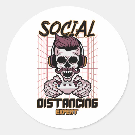 Sticker Rond Conception de jeux d'expert en distanciation socia (Devant)