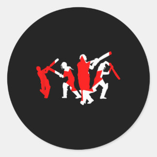 Sticker Rond Conception de joueur de cricket