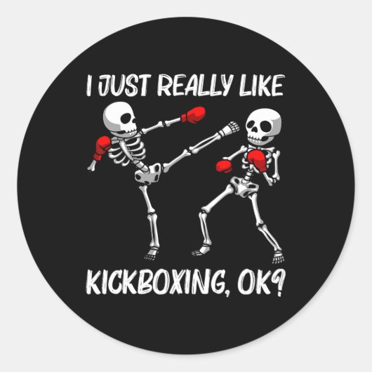 Sticker Rond Conception de kickboxing cool pour hommes femmes k (Devant)