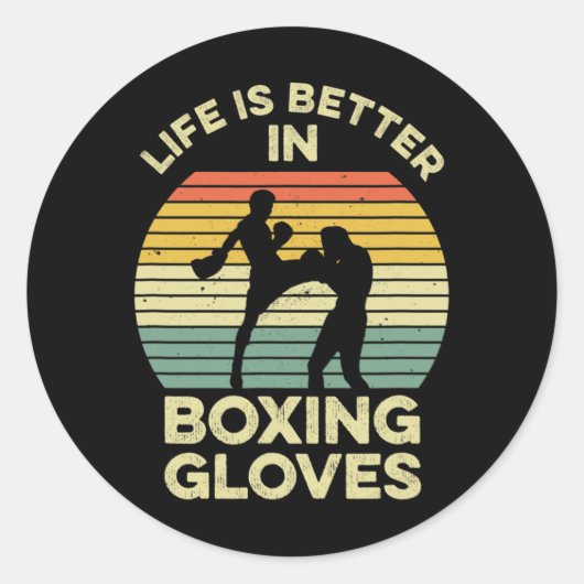 Sticker Rond Conception de kickboxing pour un combattant de Mua (Devant)