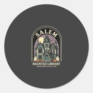 Sticker Rond Conception de la bibliothèque hantée de Salem Hall