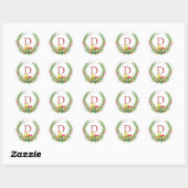 Sticker Rond Conception de la couronne Monogramme (Feuille)