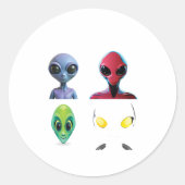 Sticker Rond Conception de la face Alien 3D unique (Devant)