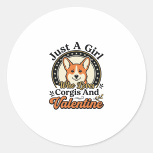 Sticker Rond Conception de la Saint-Valentin Corgi pour les ama