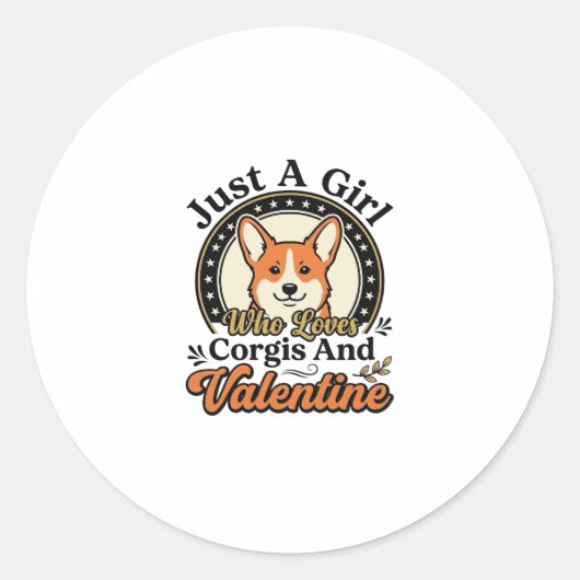 Sticker Rond Conception de la Saint-Valentin Corgi pour les ama (Devant)