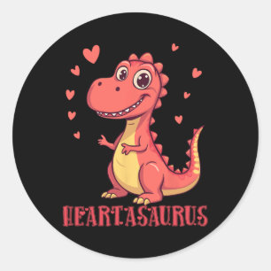Sticker Rond Conception de la Saint-Valentin de dinosaure migno