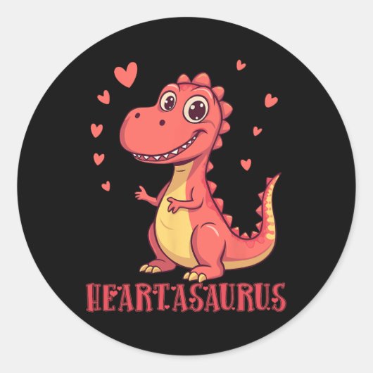 Sticker Rond Conception de la Saint-Valentin de dinosaure migno (Devant)