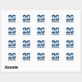 Sticker Rond Conception de la typographie bleue « 26 Senior » e (Feuille)