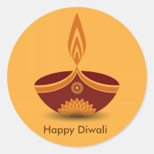 Sticker Rond Conception de lampes Diwali décoratives